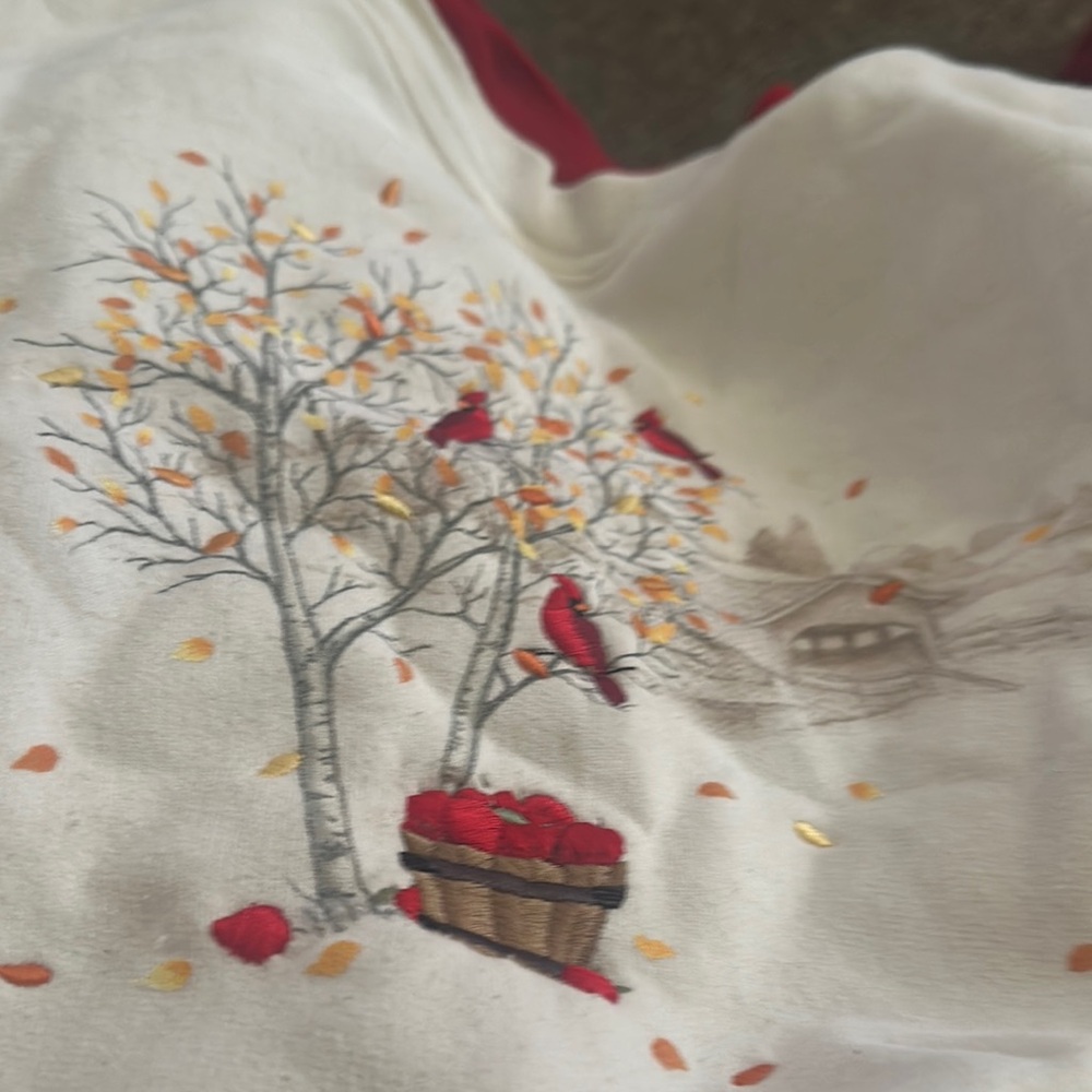 Cardinal Embroidered Cream Sweater